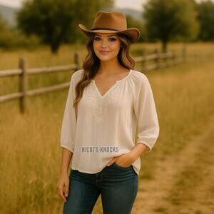 House of Harlow 1960 White Cotton Embroidered Lightweight Woven Top Size XS